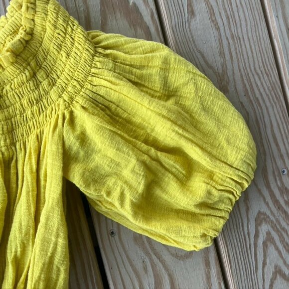 We the Free Dancing Till Dawn Off the Shoulder Crop Top in Yellow oversized XS - Picture 6 of 10